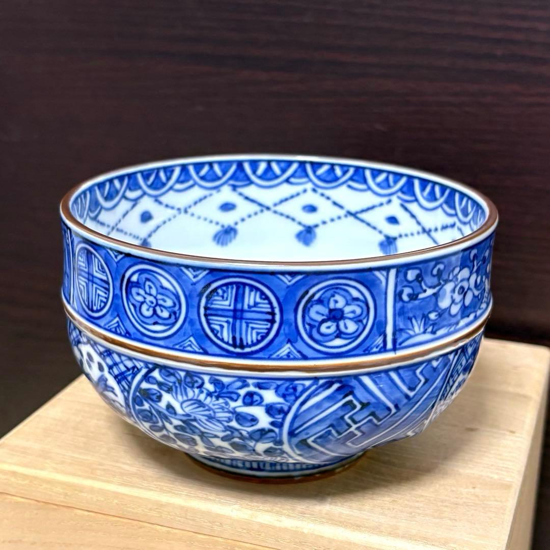 未使用保管✨京焼 清水焼 高野 昭阿弥 青華祥瑞捻 茶碗 箱入✨お抹茶茶碗