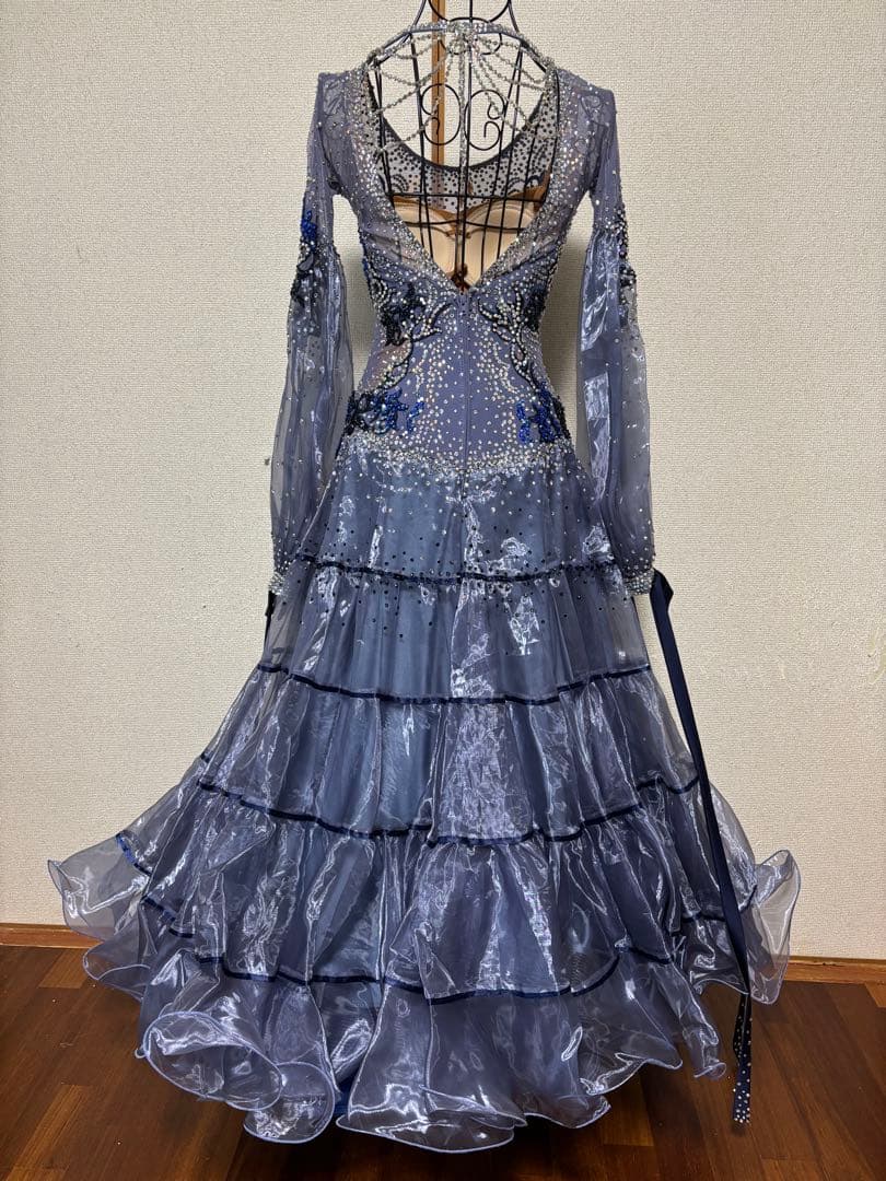 社交ダンスドレス　スタンダード　ブルーグレー
