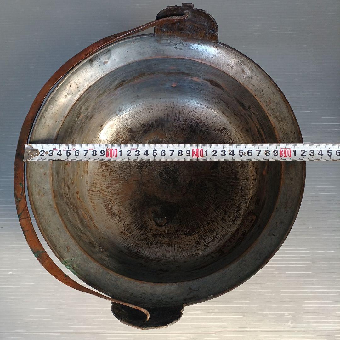 昭和レトロ　銅鍋　吊り鍋　直径約32㎝　銅製　囲炉裏鍋　匿名配送
