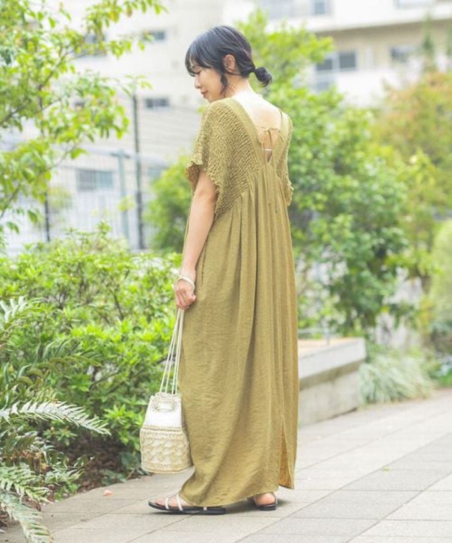 LEPSIM マタニティ シャーリングVワンピース