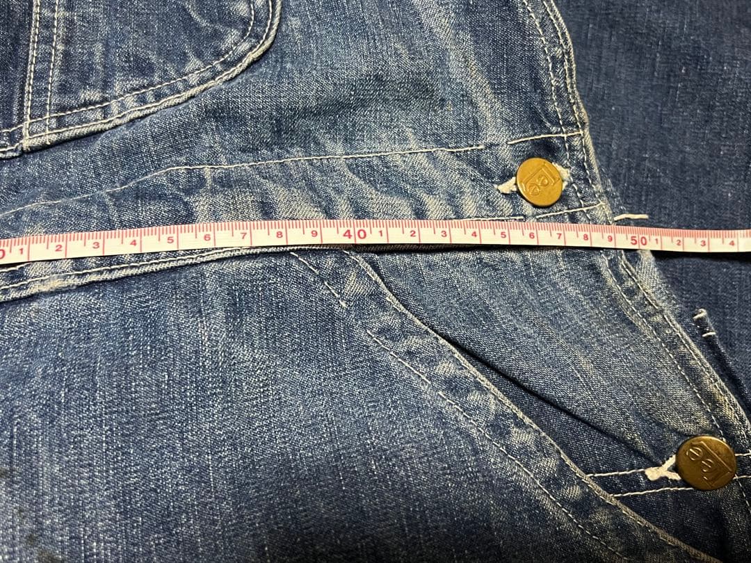 50s Lee 91sb ロングL ジェルトデニム オーバーオール 濃紺