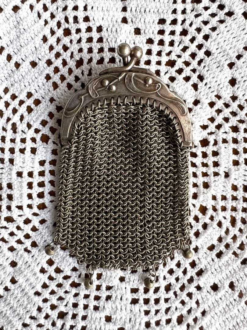 フランスアンティーク　パース　ヤドリギ　シャトレーン　シルバーメッシュ　①