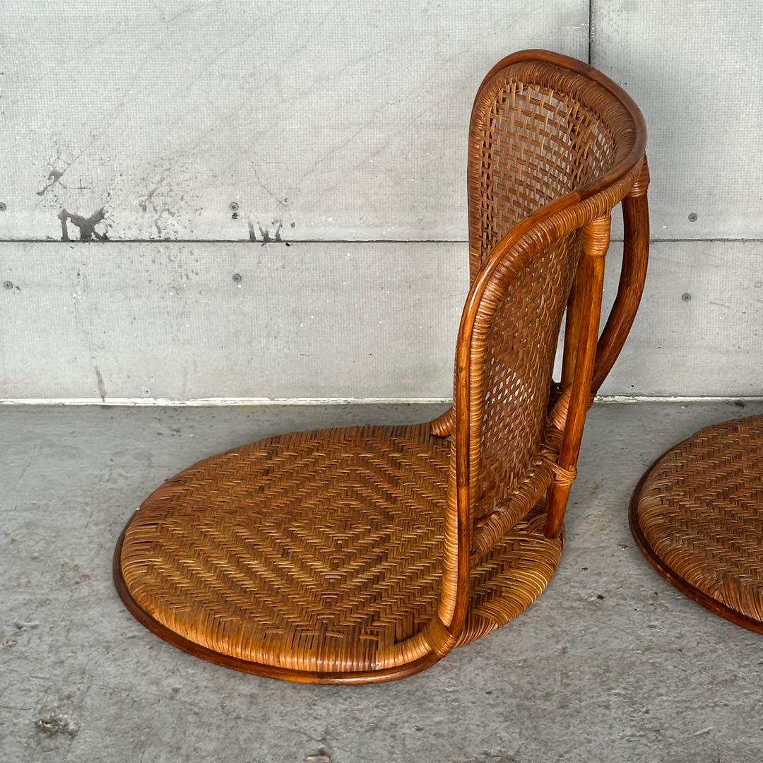 ꧁オールドラタン꧂籐ラタンフレーム 座椅子 ナチュラル天然素材　2脚セット