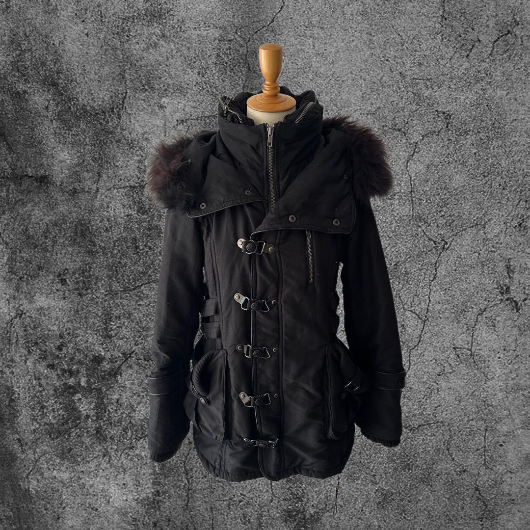 平成ギャル y2k archive ダークグランジ ファーフード モッズコート