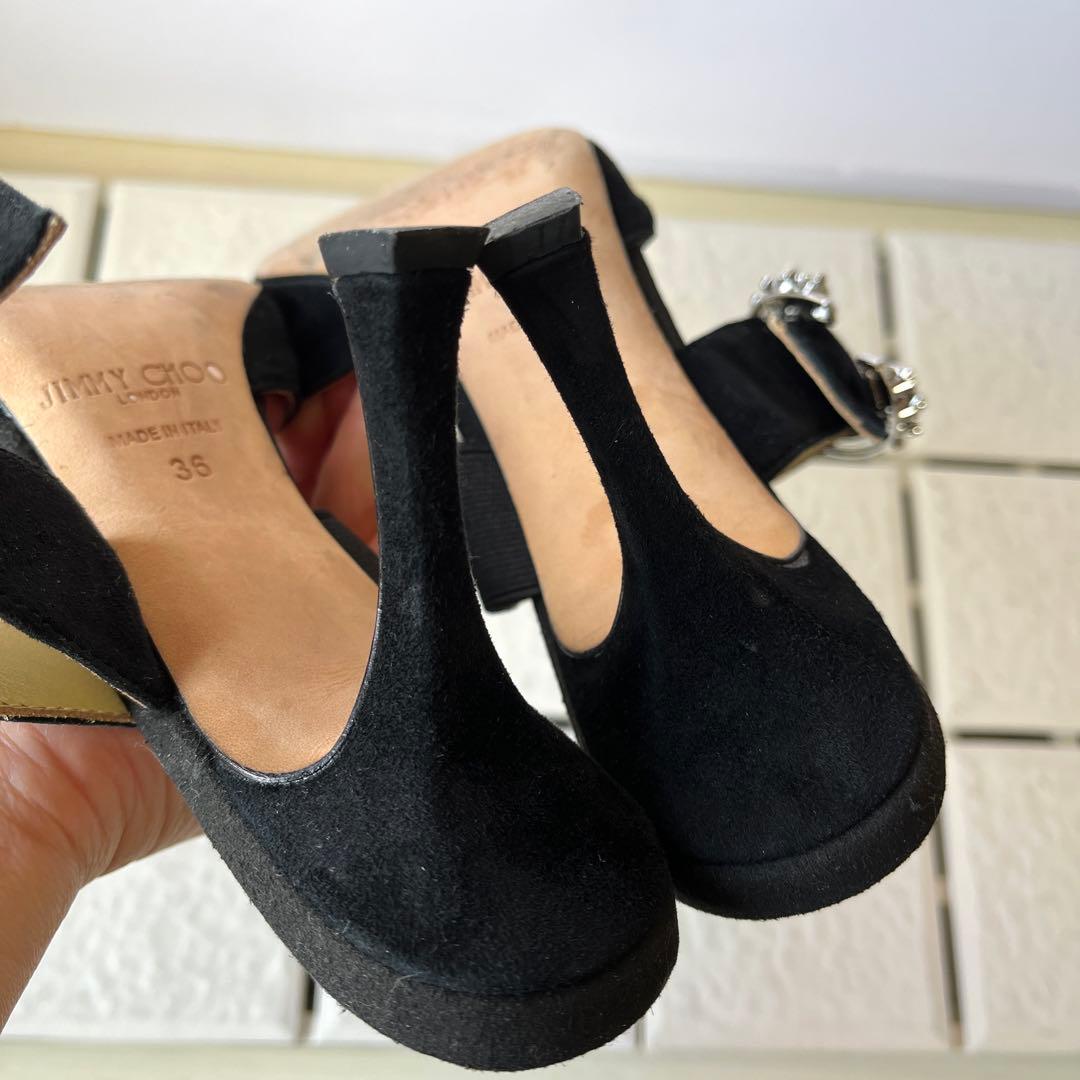 訳あり 36 ジミーチュウ　ミュール　サンダル　黒　ビジュー　23