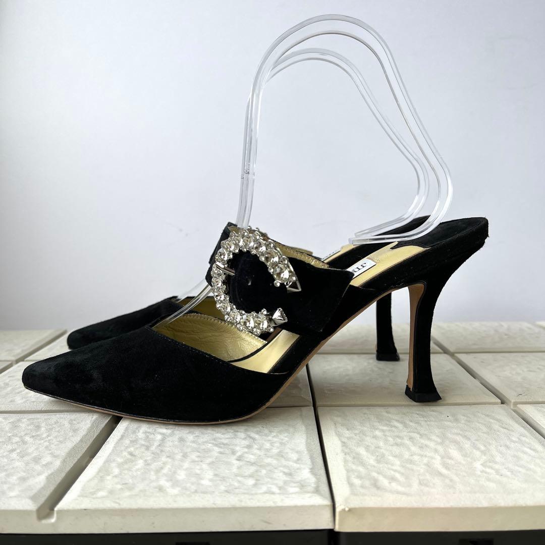 訳あり 36 ジミーチュウ　ミュール　サンダル　黒　ビジュー　23