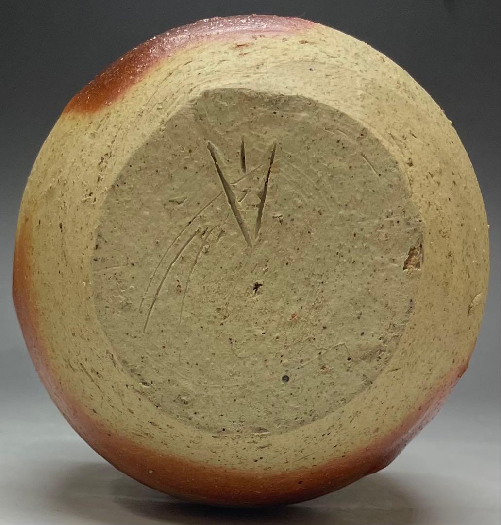 人間国宝　伊勢崎淳　備前緋襷徳利　備前焼　共箱(四方桟盛蓋) 栞　d1194