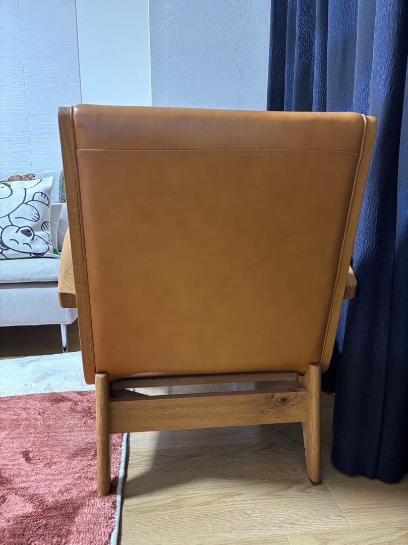 パーソナルソファ　1P 革張り オーク材