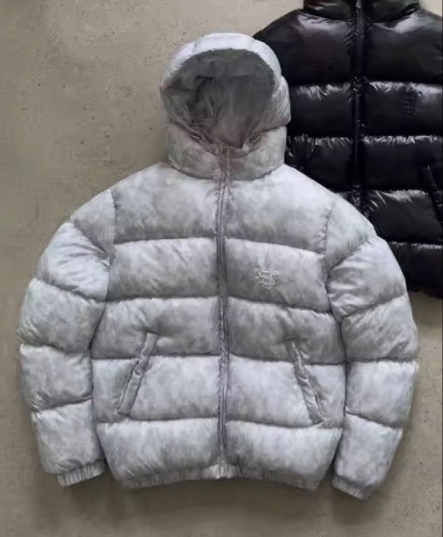 【即日発送】suveneグレー 迷彩 フード付きダウンジャケット