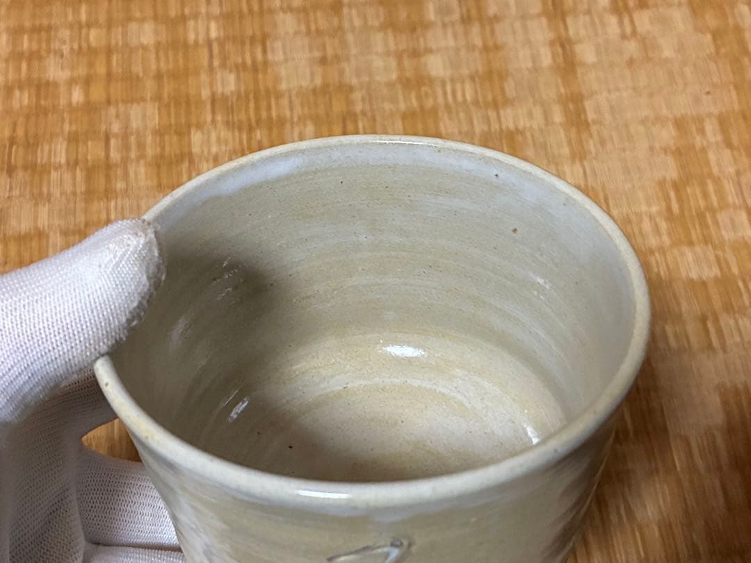 茶道具 布志名焼 鶴彫刻 陶器 茶碗 共箱 【八世　土屋善四郎(雲善) 造】