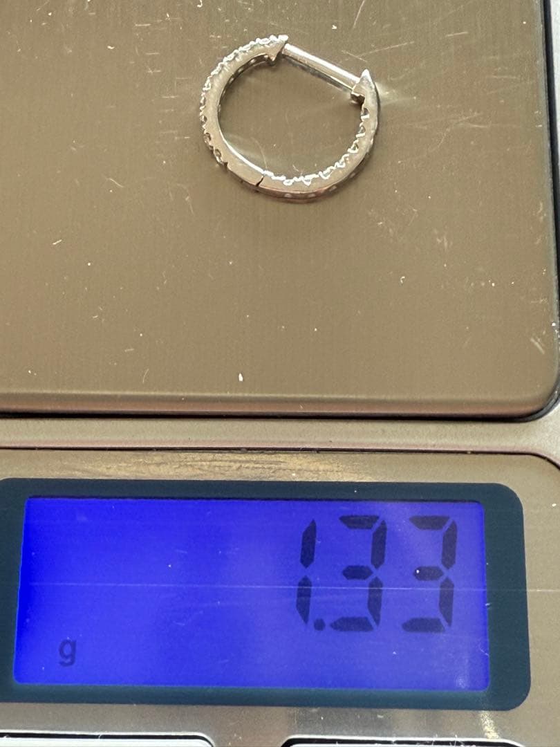 Pt950 中折ダイヤモンドフープピアス0.22ct[片耳]Gstv