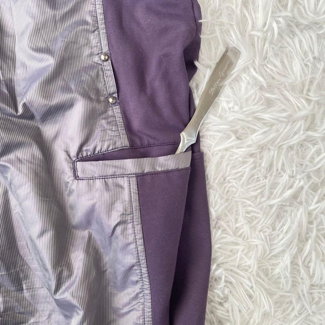 COUP DE CHANCEゴルフハーフジップ 半袖ワンピース紫38 切り替え