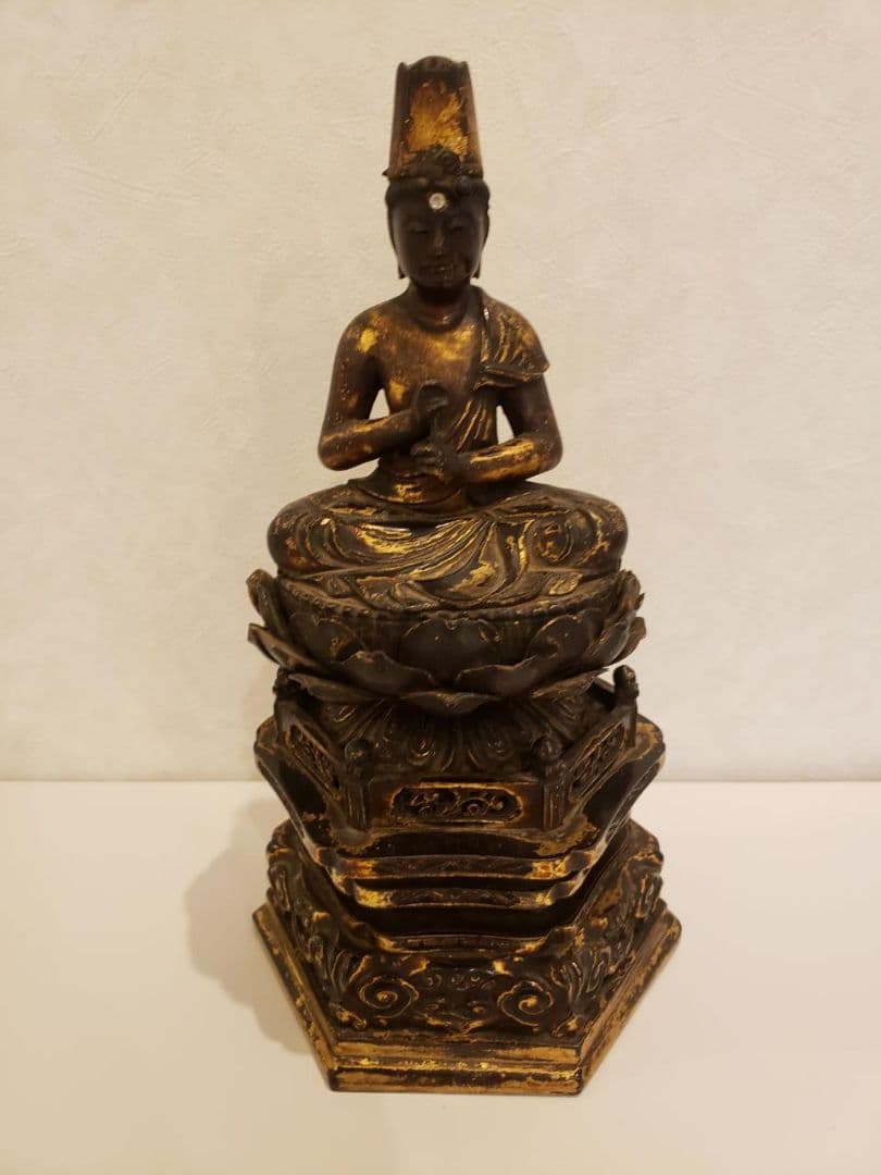 大日如来像 木彫 江戸 時代 仏教 美術 仏像 骨董 アンティーク 立仏 仏具