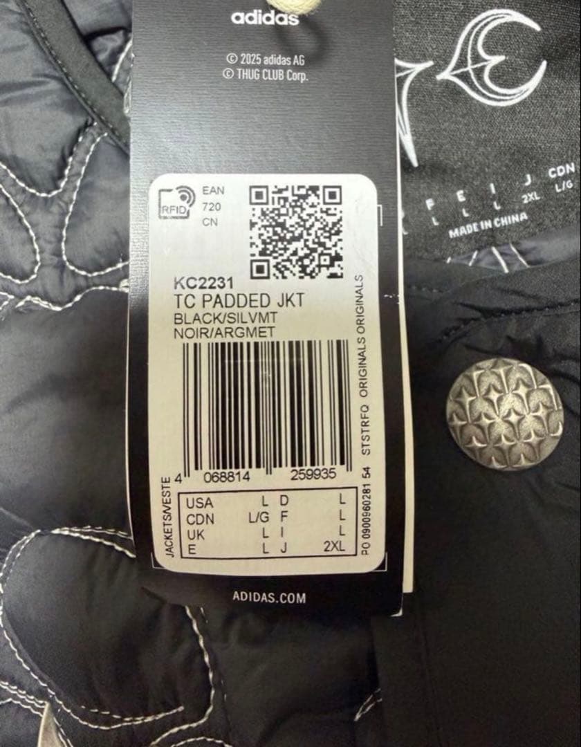 む*ち様 山田涼介着用新品L Adidas Thug Club TC JKT K