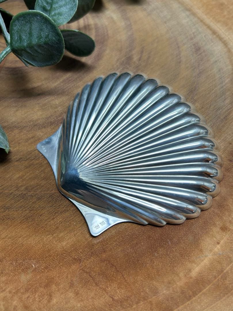 純銀　小物入れ　皿　貝デザイン