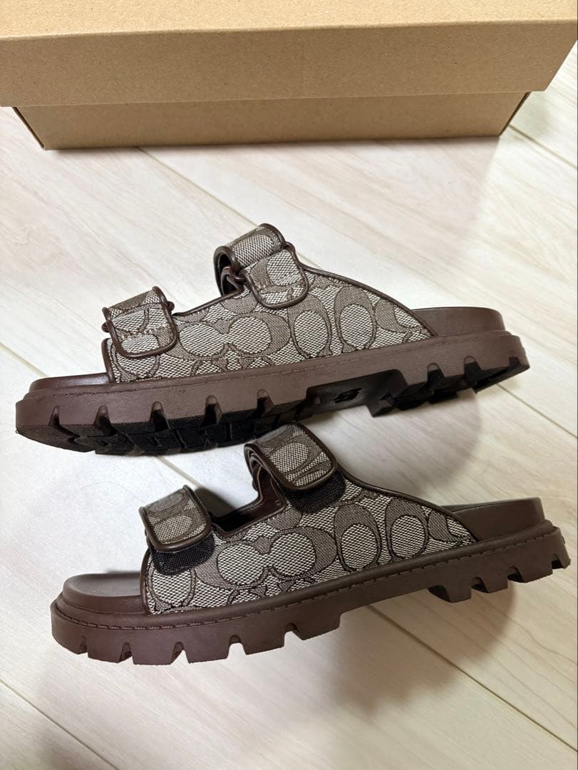 COACH ブラウン ストラップサンダル 24cm 箱付き