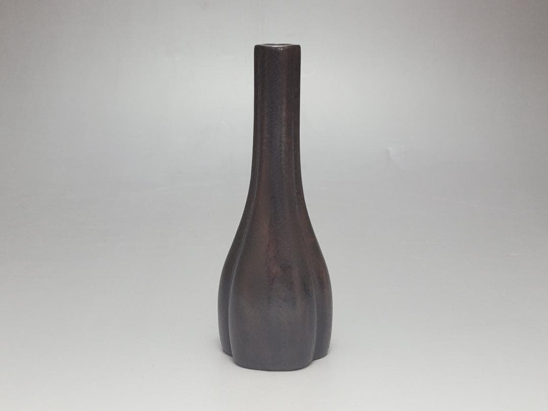 紫 檀造 一輪挿し 花瓶 明清時代 高さ約12cm