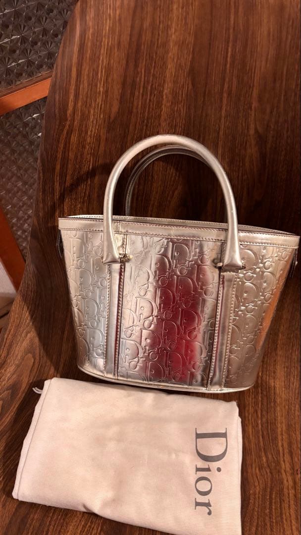 Dior シルバー レザー バッグ 保存袋付き