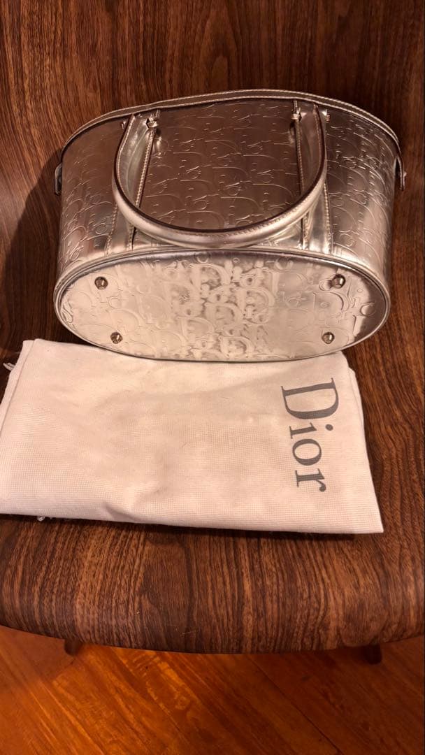 Dior シルバー レザー バッグ 保存袋付き