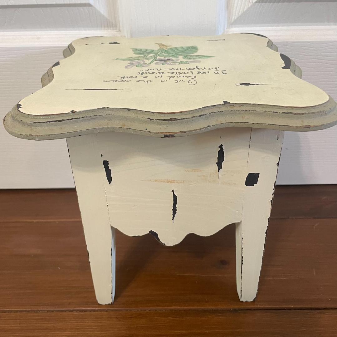 イギリスアンティーク 忘れな草 引き出し付小型テーブル 台