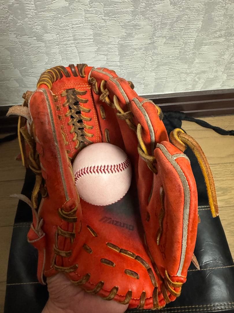 MizunoPro 硬式内野用グローブ　オレンジ　収納袋付き