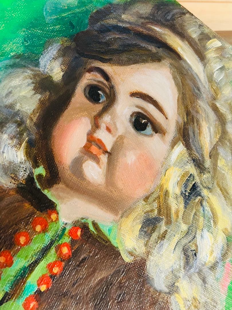 真作保証 田村孝之介 油彩8号 人形画 大地堂豪華額装 高島屋美術部購入 美品