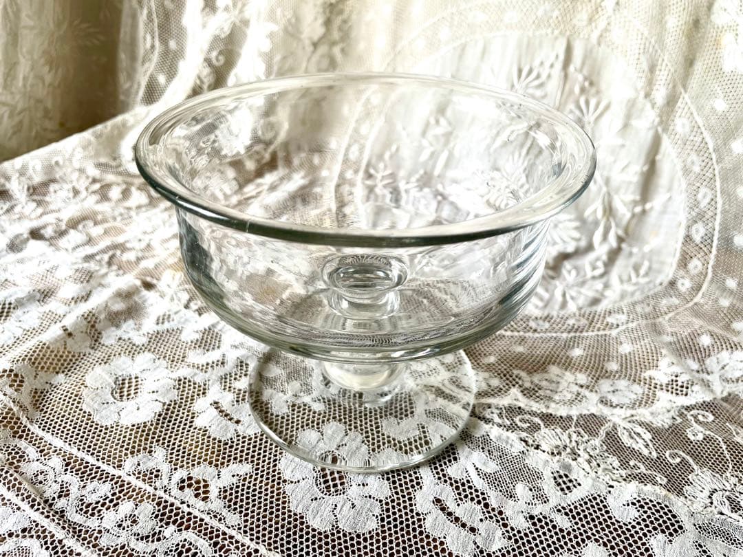 19世紀手吹きガラスの脚付コンフィチュールグラス　フランスアンティーク　クープ