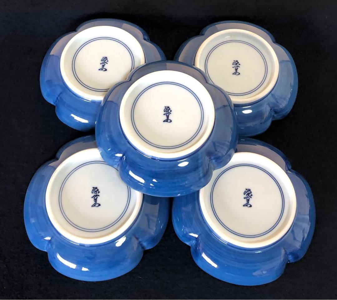 《レ》有田焼 源右衛門作 染錦松花鳥 木瓜 銘々皿5客 251127お1