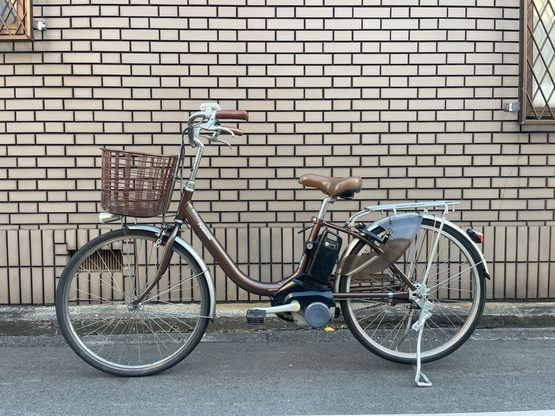 ブラウン 電動アシスト自転車 前バスケット付き