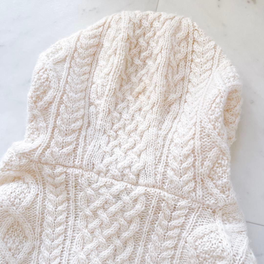 バーバリーブルーレーベル　アンゴラ混ケーブルニットカーディガン　フード　金ボタン