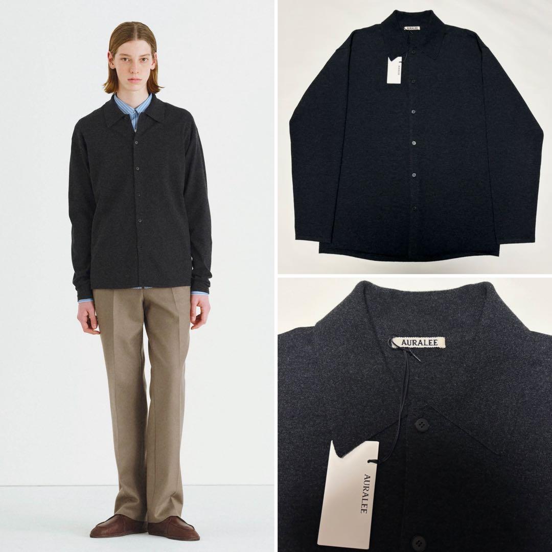 トップス AURALEE HIGH TWIST WOOL KNIT CARDIGAN