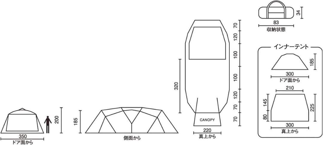 オマケ付き 未使用 コールマン ウェザーマスター 4Sワイド2ルームカーブ