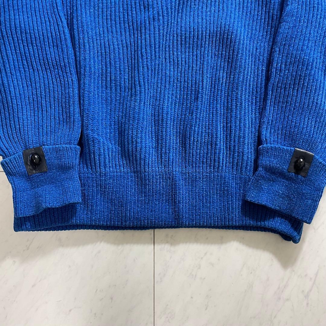 イッセイミヤケ 筆タグ ニット セーター レザー ジップ アーカイブ ブルー