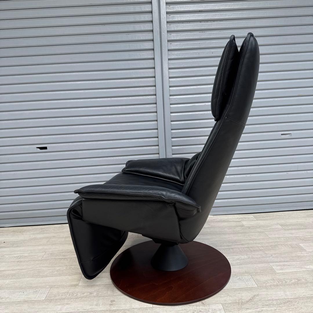 最高級 北欧 ノルウェー MODI モディ リクライニングチェア 総革 ブラック