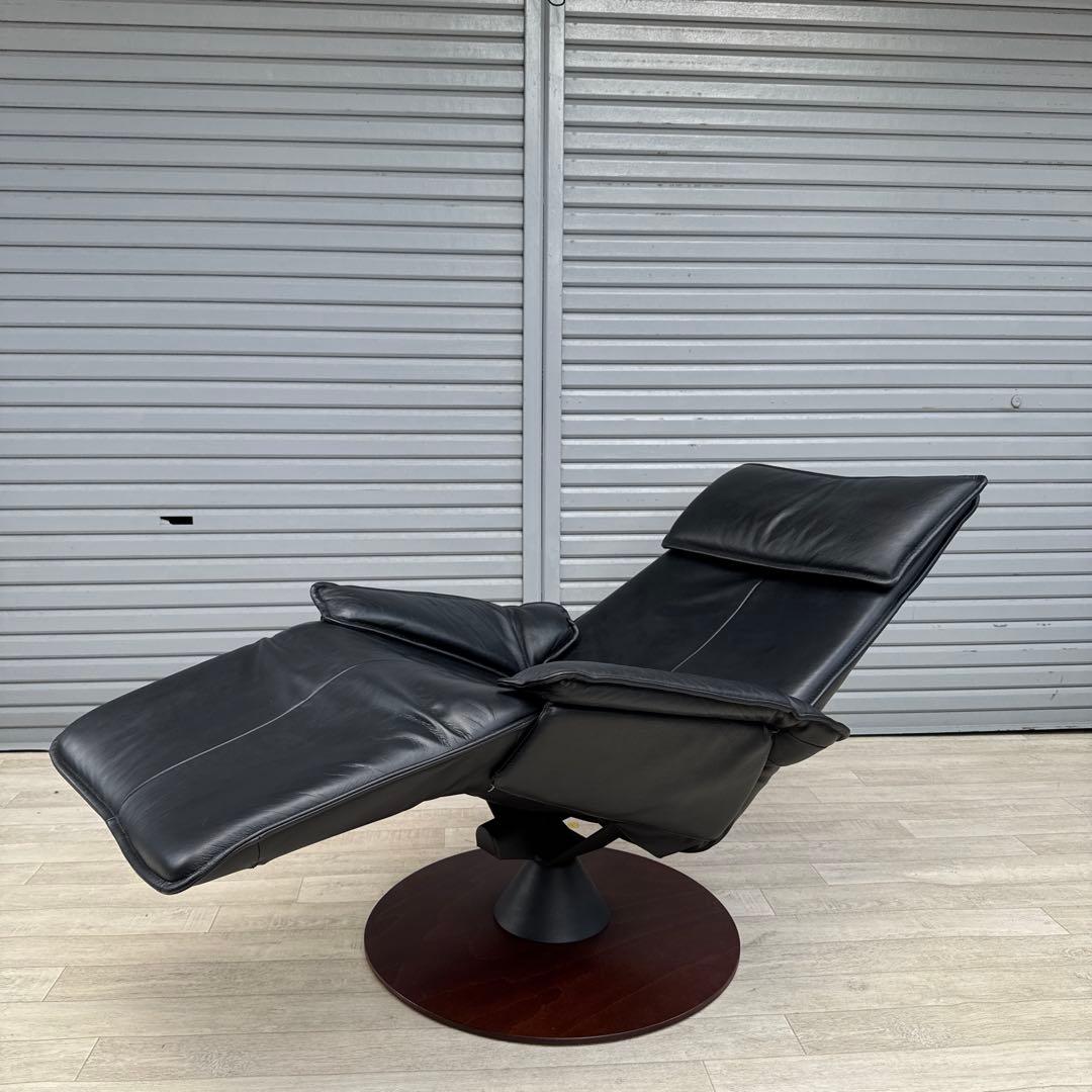 最高級 北欧 ノルウェー MODI モディ リクライニングチェア 総革 ブラック