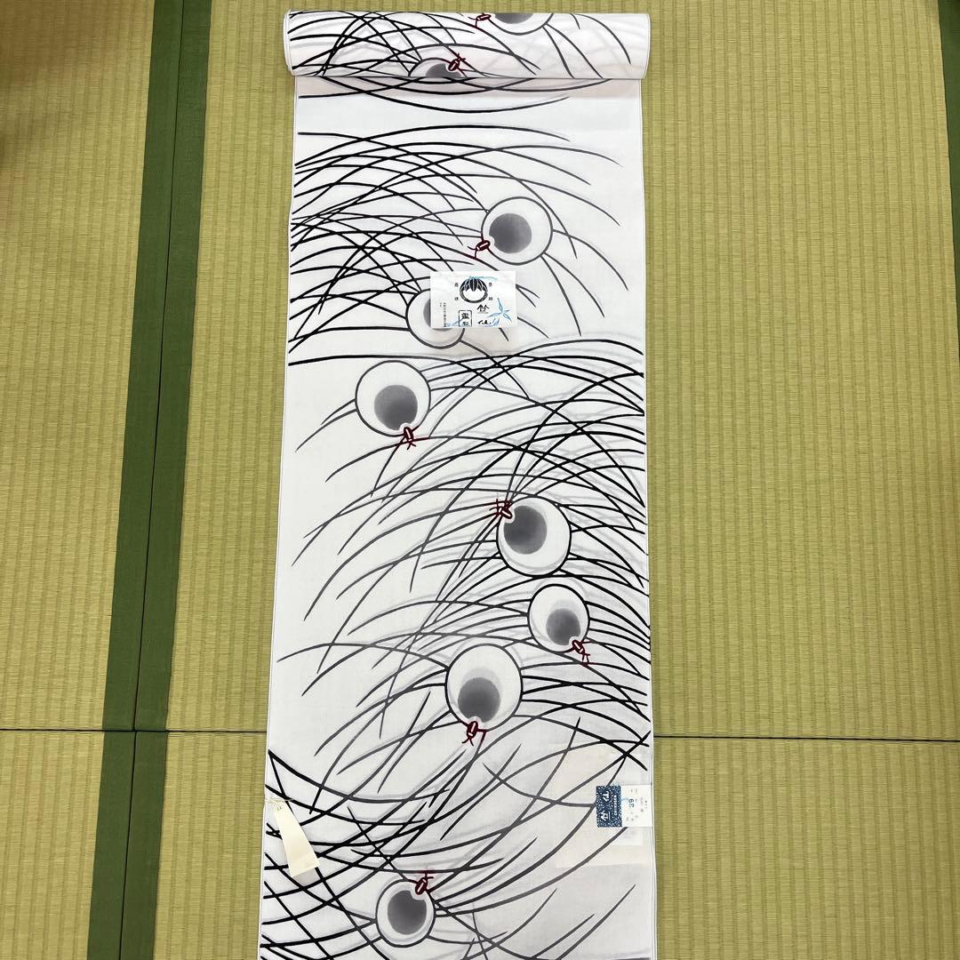 竺仙　コーマ地浴衣反物　蛍柄　新品