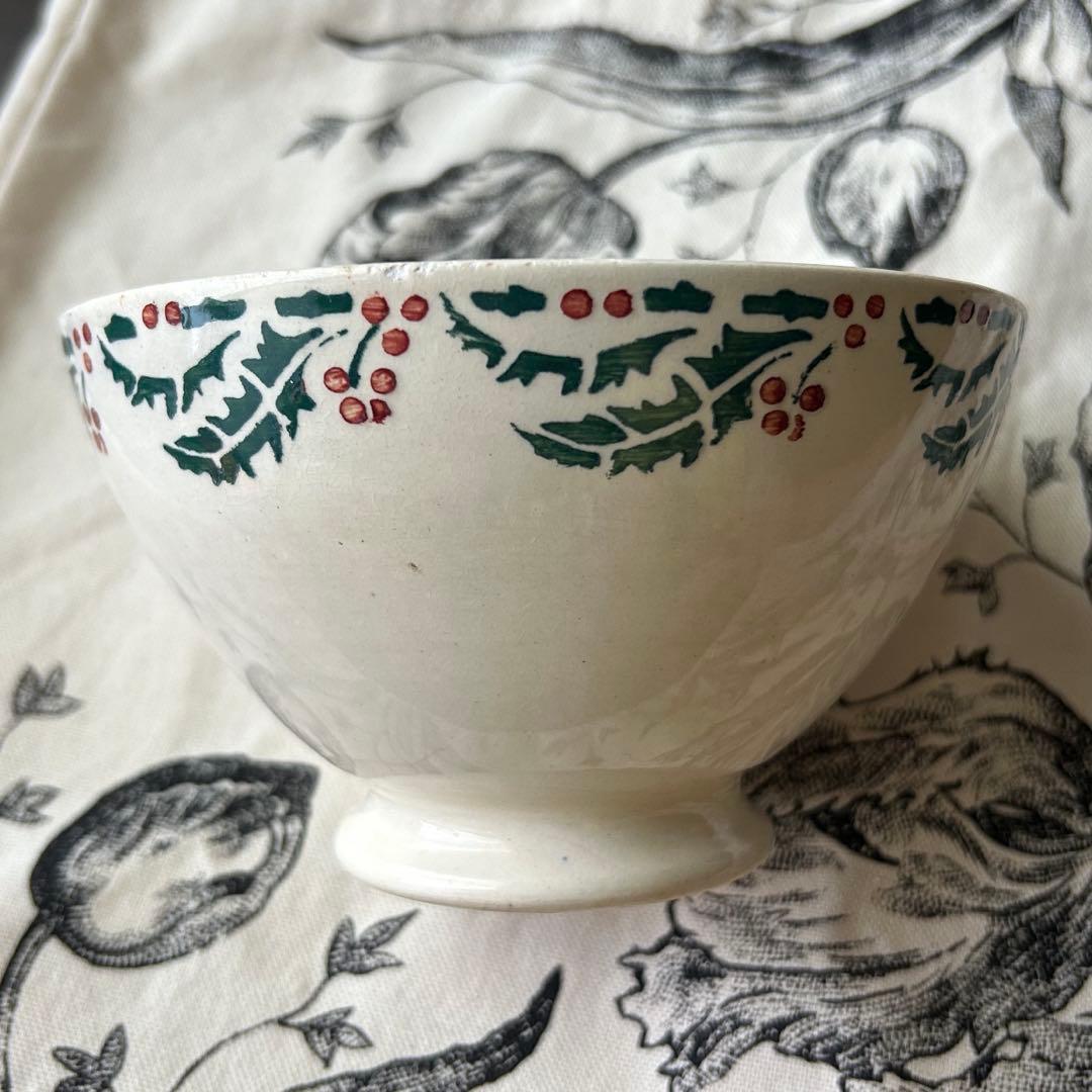 希少　カフェオレボウル　ヒイラギ　houx フランスアンティーク