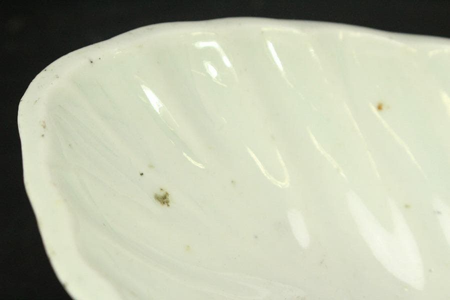 青花 葉形 三足 筆洗 匙付(A887)