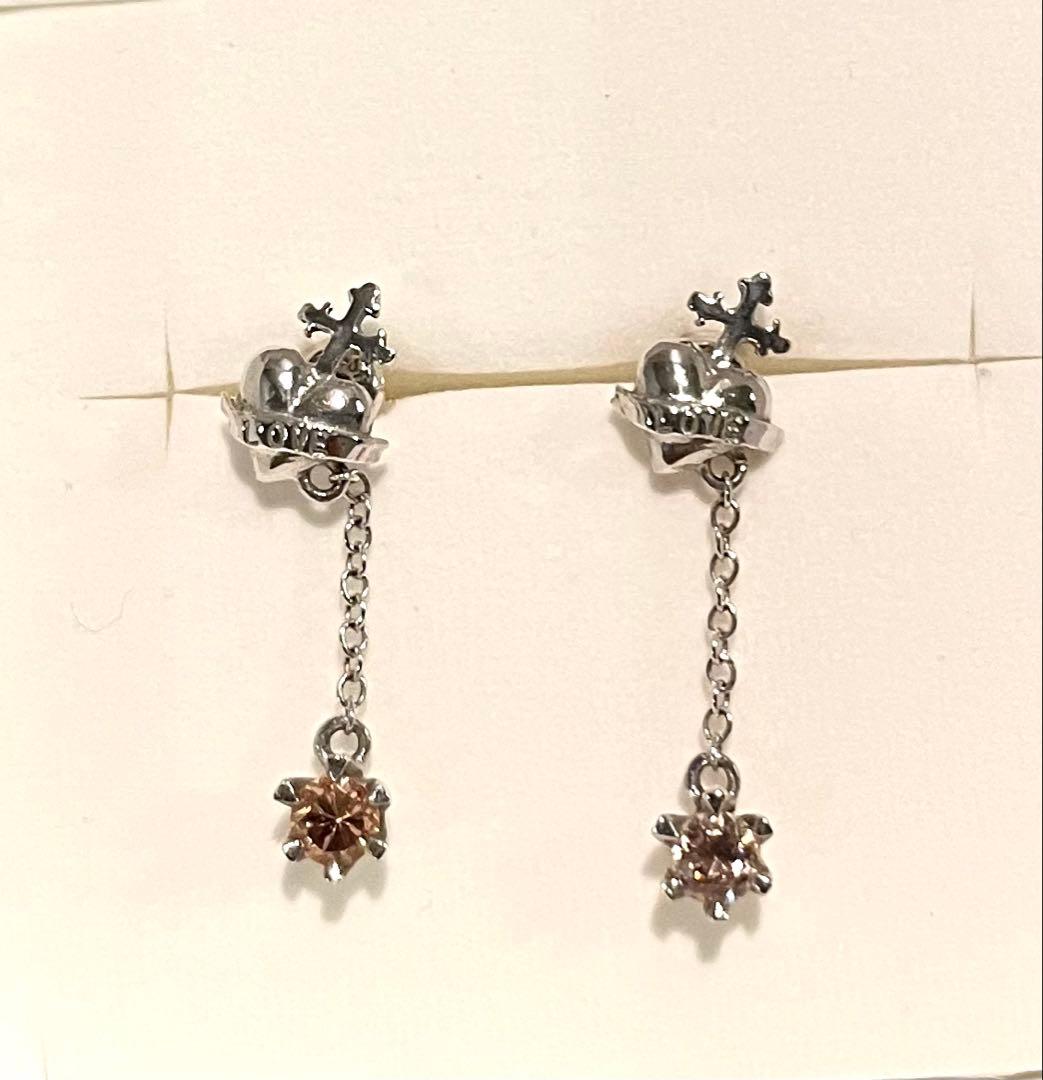 【e.m】イー•エム ハート&キュービックジルコニアピアス 片耳用×2点セット