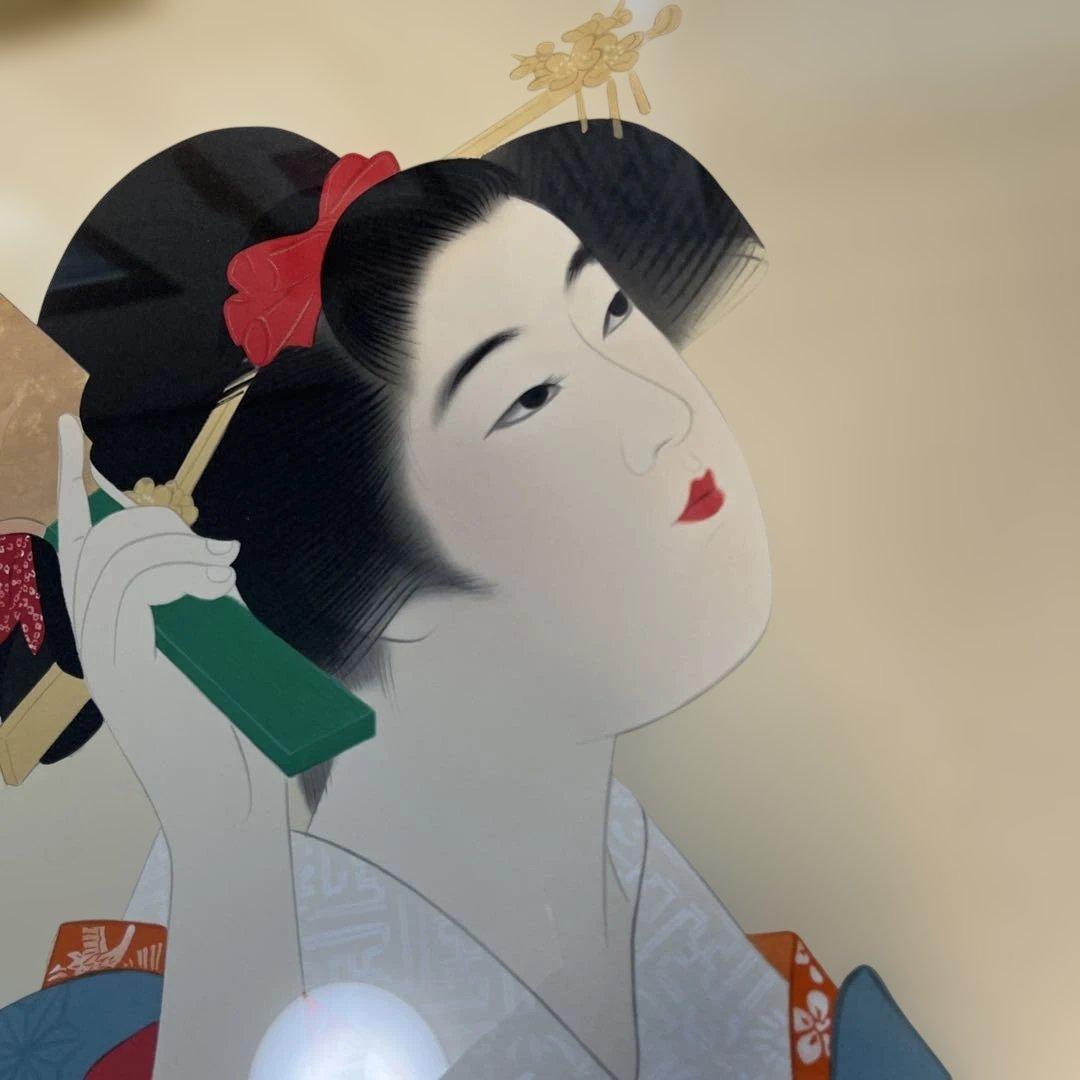 伊東　深水「羽子」リルトグラフ版画 横69センチ✖️縦66センチ厚み5センチ