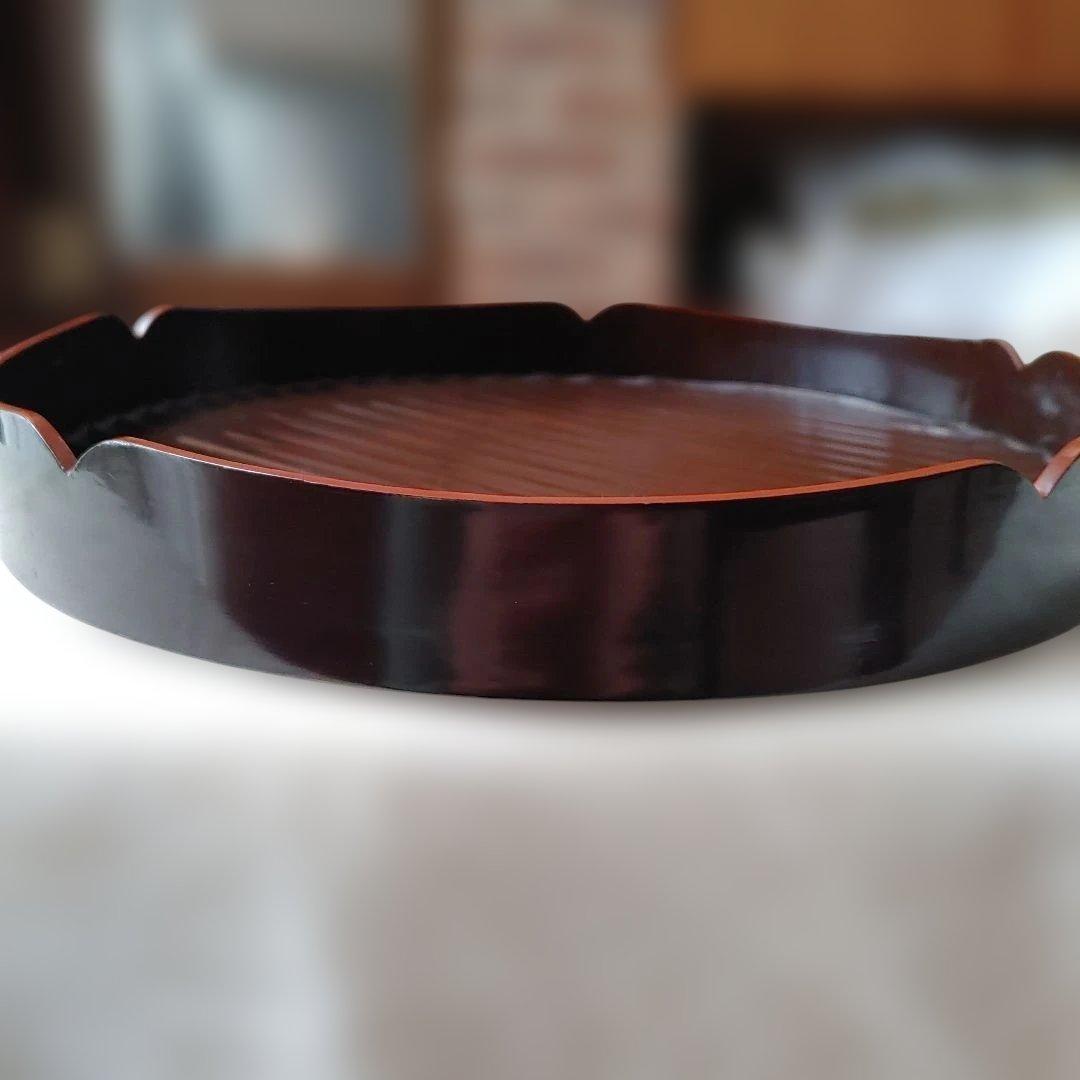 値下げ　花形盆　真塗　木製　茶道具　約29cm