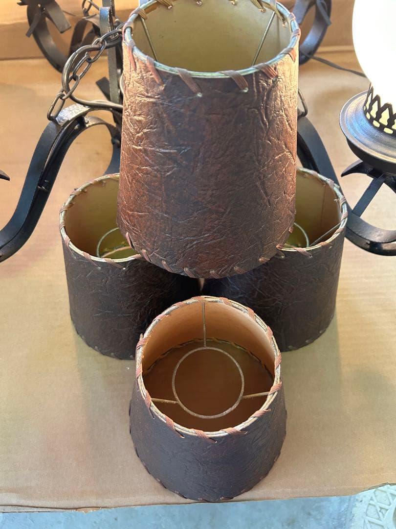 昭和レトロ　大正ロマン　アンティーク　塗装リペア品　動作確認　4灯照明　中古品