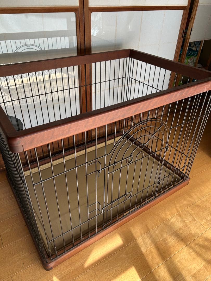 木製フレーム オープントップ　ペットサークル 小型中型犬用