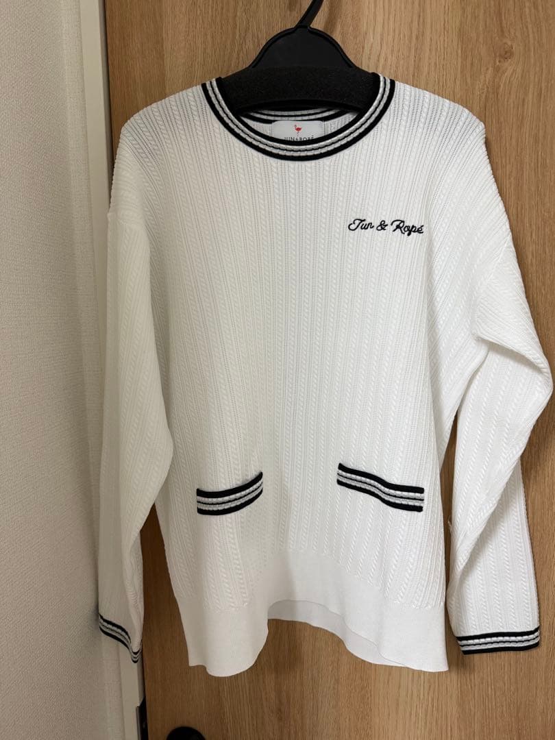 【完売品】JUN&ROPE ミニケーブル柄プレート使い 長袖プルオーバー L