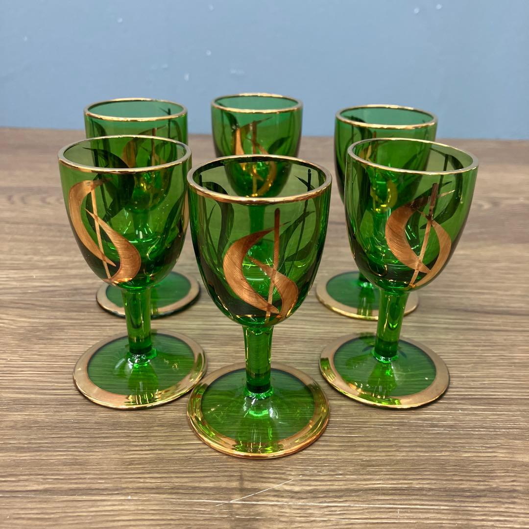 E-1 ボヘミアンガラス デキャンタ ショットグラス 6客セット 食器