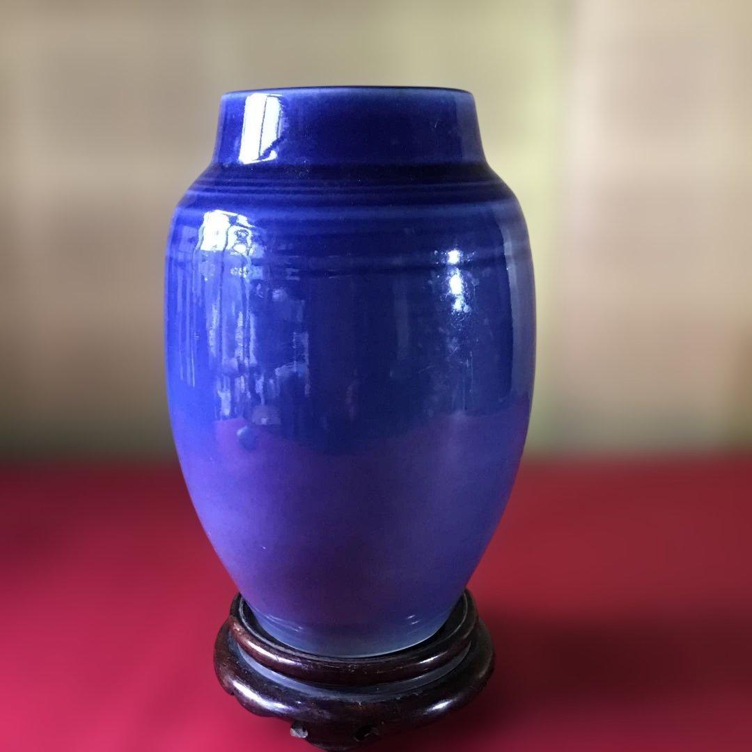 篠田義一　　大瑠璃花瓶　共箱