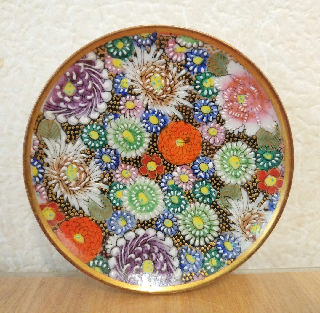 お値下げしました、5枚組　九谷焼　色絵　花詰豆皿