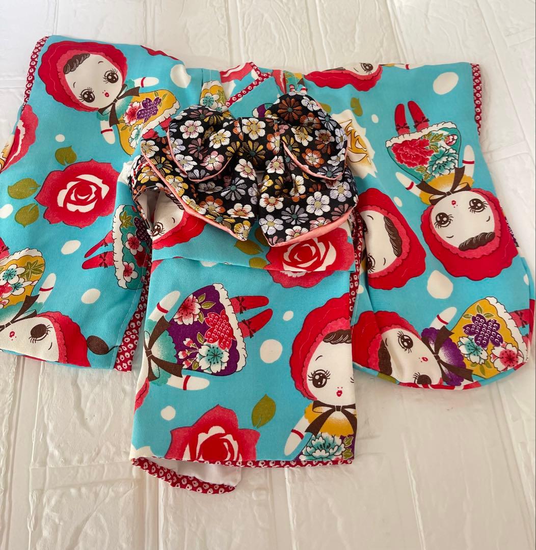 犬猫着物♡簡単に着れる着物帯付き 七五三　正月撮影会　振袖ひな祭り 人気の人形柄