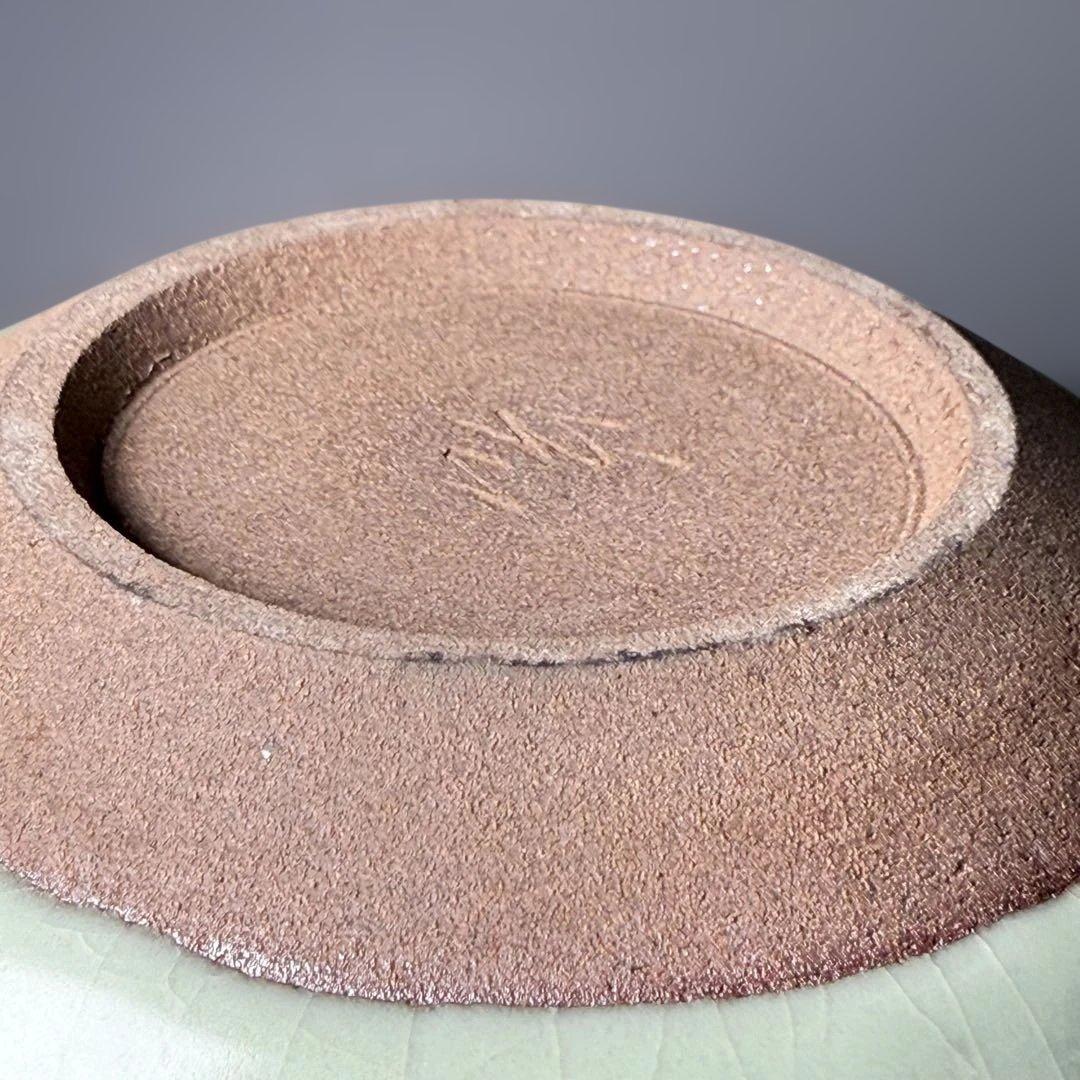 人間国宝　中島宏　本人作　青磁小壺　共箱　本物　翡翠色　究極の青　高16.3cm