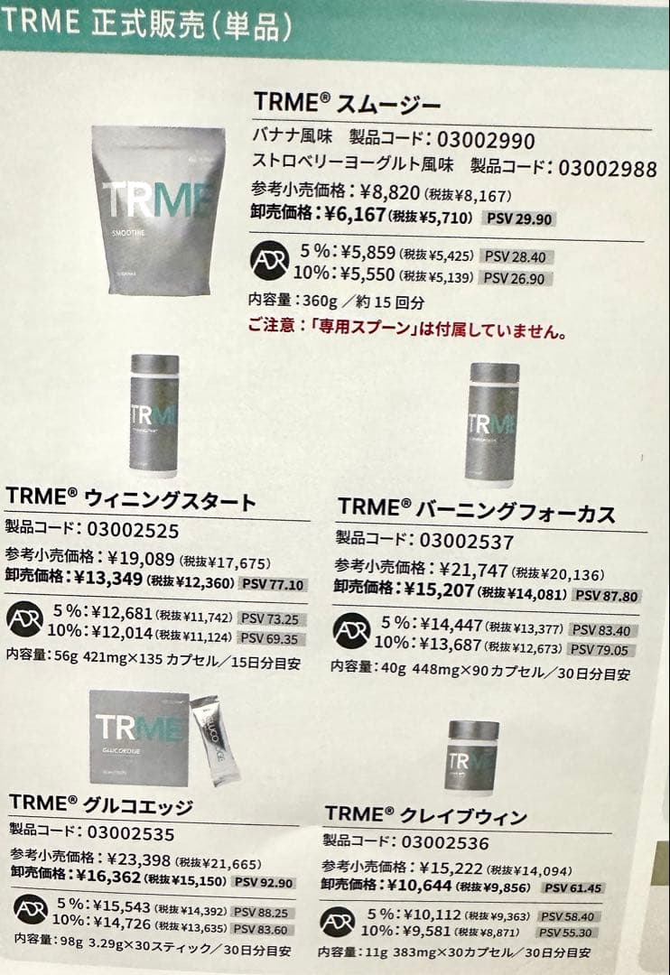 TRME 5点セット　（バラ売りも可）